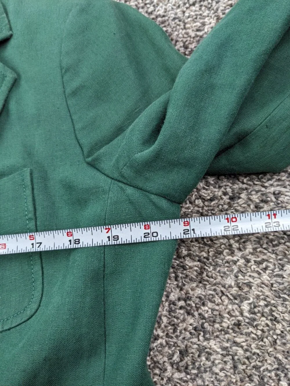 J Crew Blazer Jacket 100% Linen Gold Button Green Womens 12 12T Tall - Picture 10 of 14